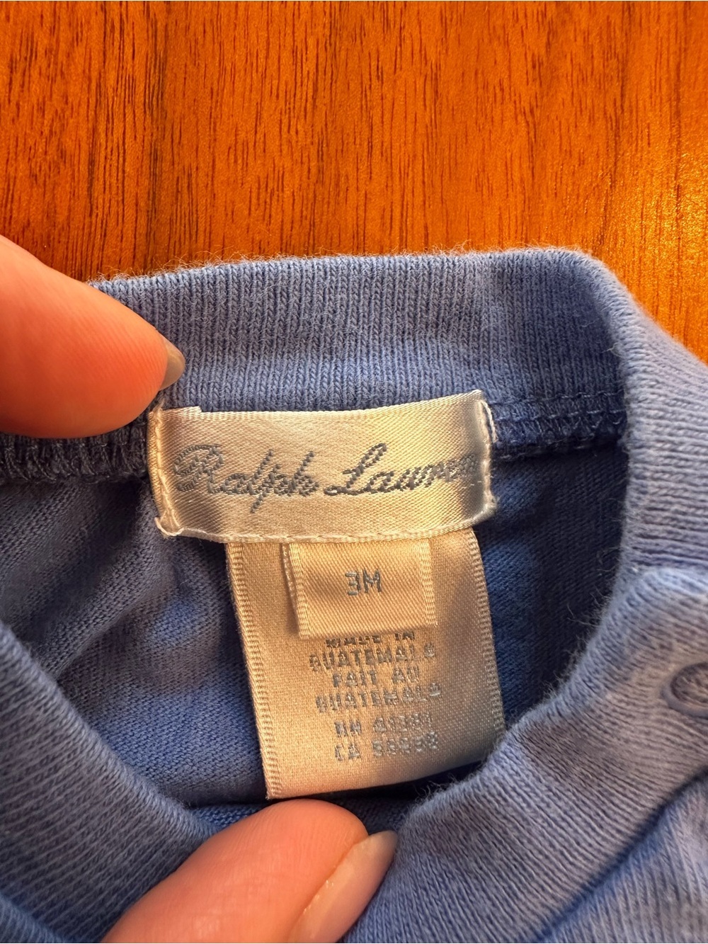 Ralph Lauren Baby Blue Polo Logo Short Sleeve Tee snaps at shoulder size 3M - Picture 3 of 3